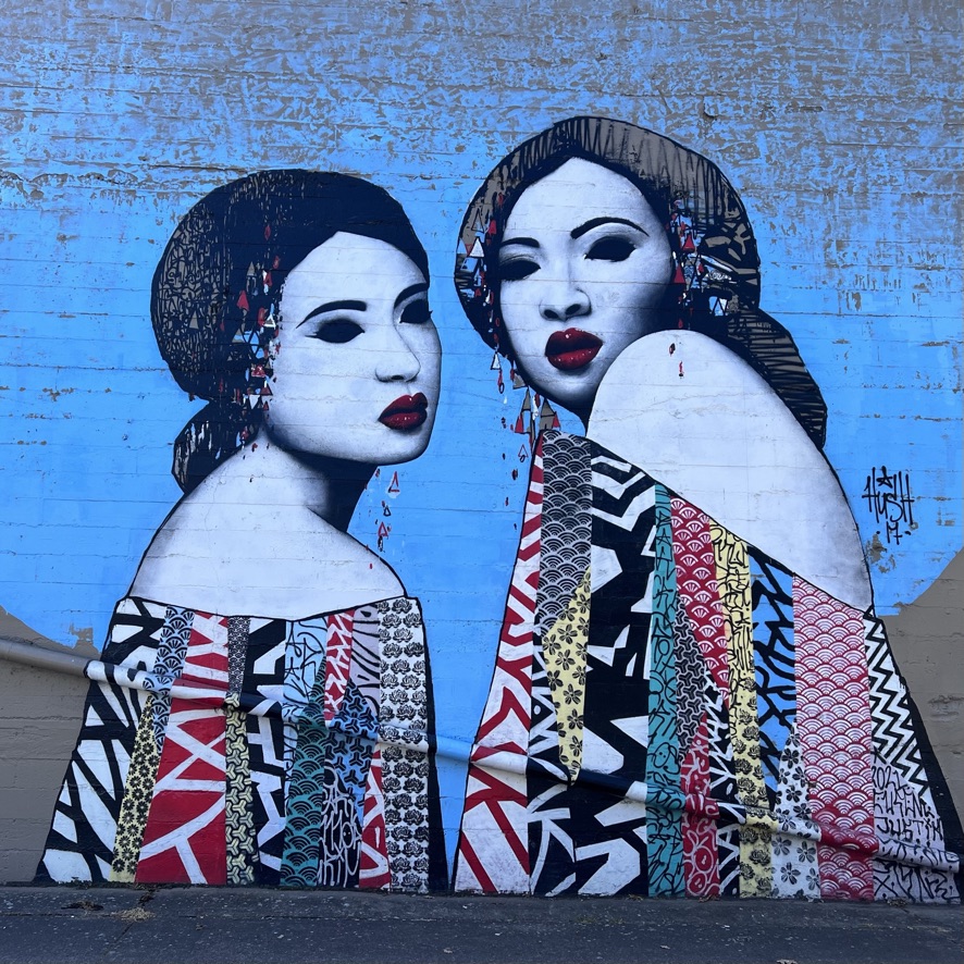 One of many beautiful outdoor murals in downtown Eugene.