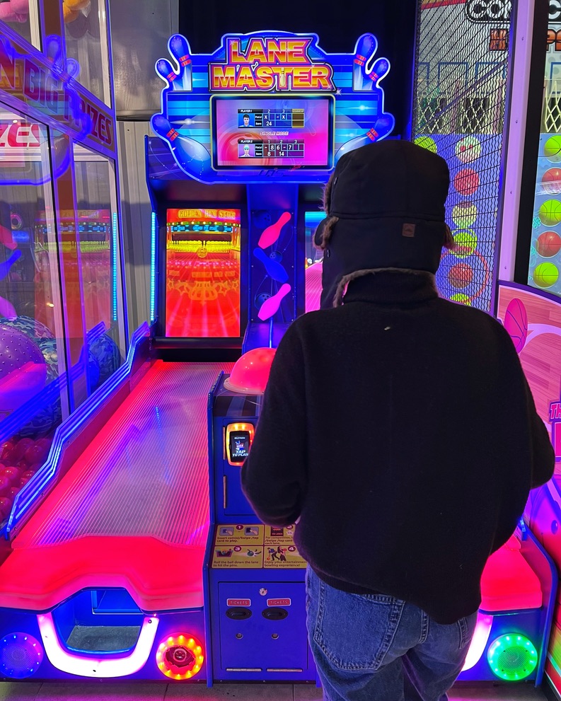 Family fun at the Blue Fox drive-in movie theater and arcade on Whidbey Island.