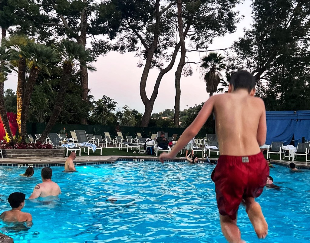Enjoying the pool at Hilton Universal City.