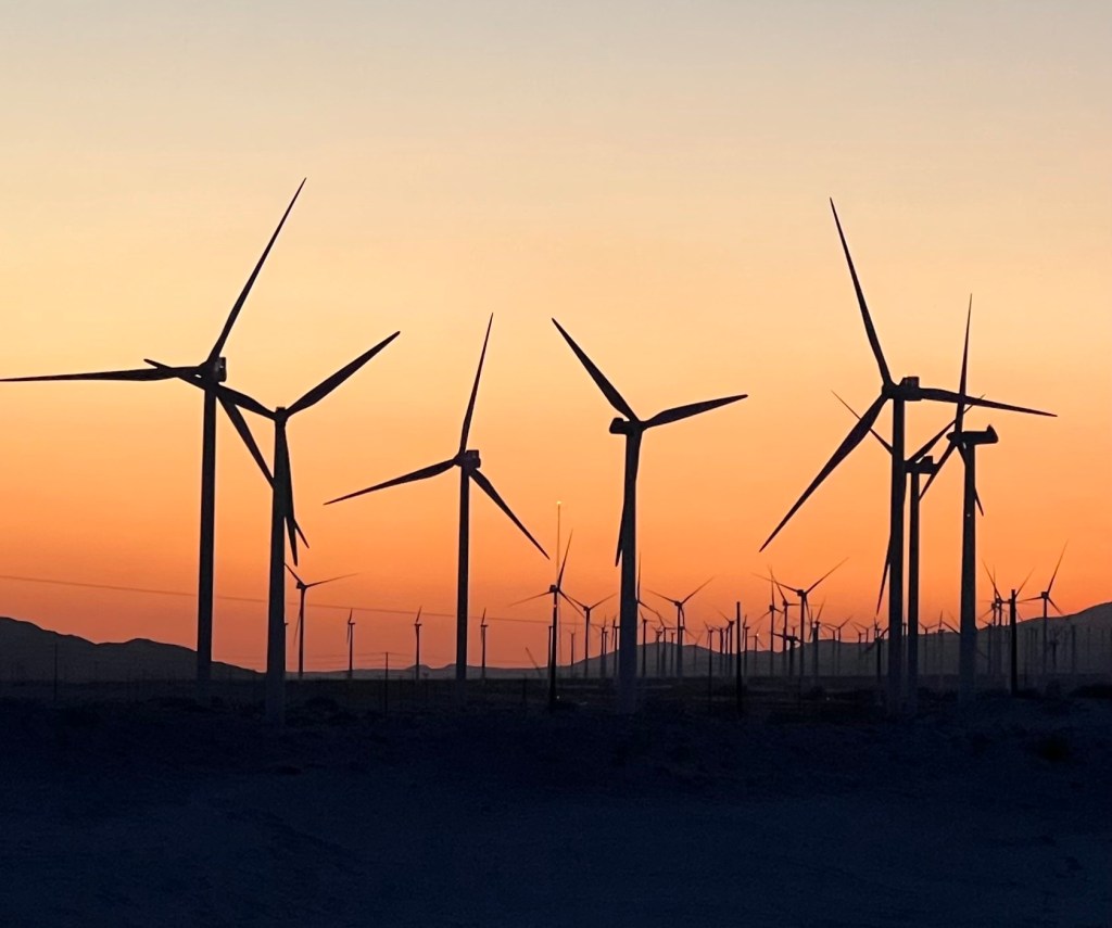 The windmills at sunset near Palm Springs.