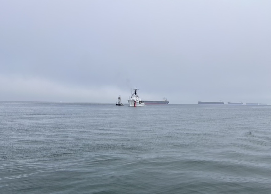 Ships at work at the Astoria marina.