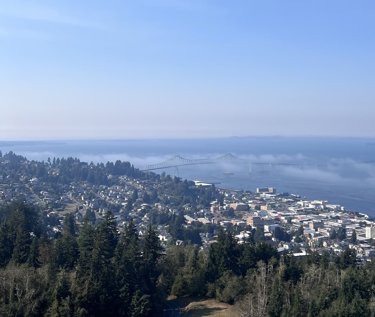 Stunning view of downtown Astoria from the top of the Astoria Column.