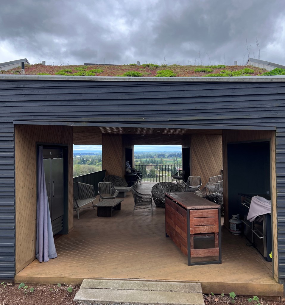 Green roof at a sustainable winery in Oregon