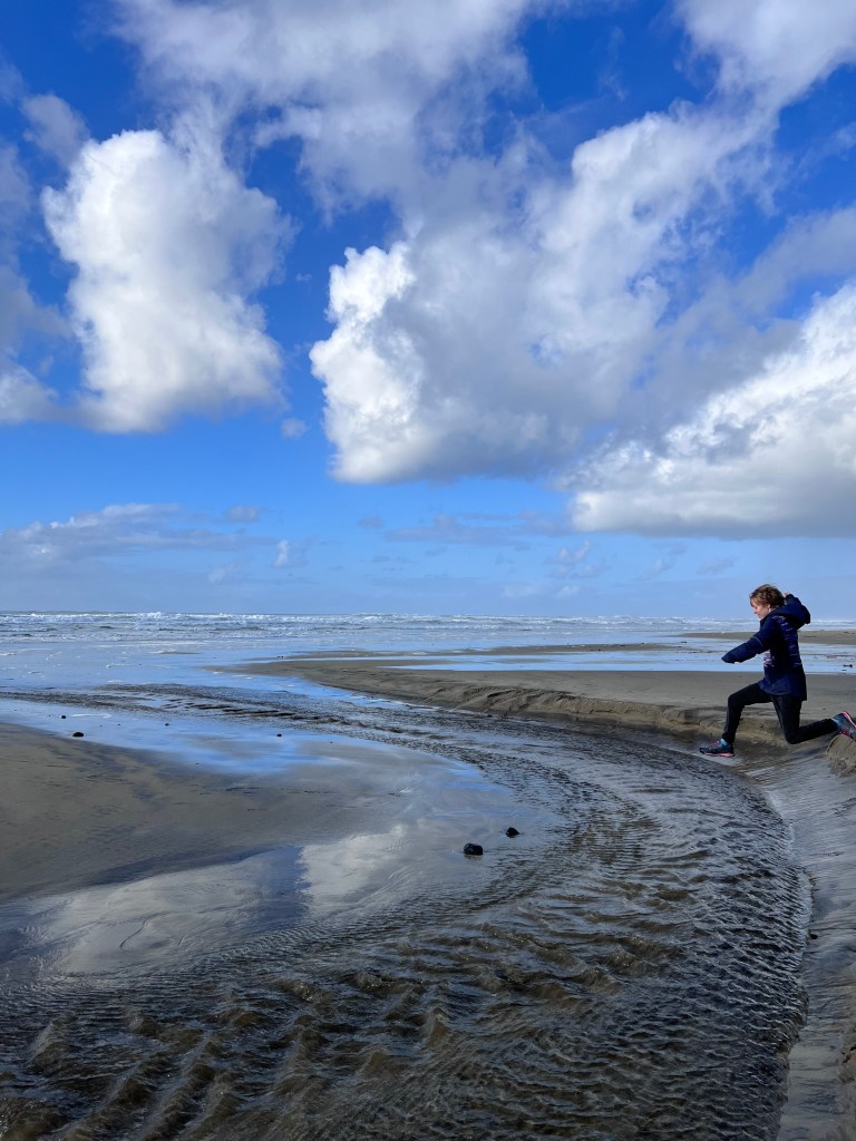 Enjoying the beach near Washburn campground on the Oregon Coast.